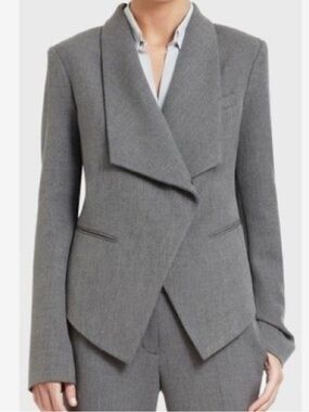 BCBGMaxAzria Gray Asymmetrical Draped Blazer